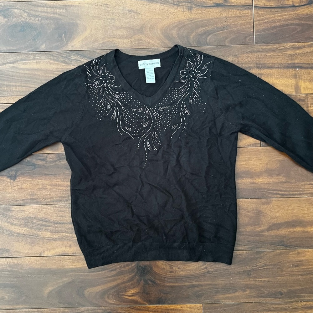 Black Embellished Women's Sweater